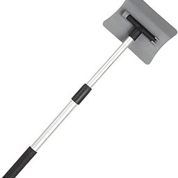 AUCELI 18" Car 2 in 1 Ice Scraper, Detachable Extendable Convert Triangle Snow Shovel for Car Windshield, Snow Scraper with Comfort Foam Grip&180° Pivoting Brush Head, for Vehicle Truck SUV (Gray)-image-0