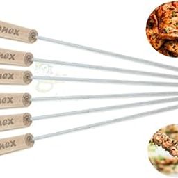 SAFONEX Steel Grill for Chiken Long Steel Rods with Wooden Handle for Easy Making Chicken Tandoor, Paneer Tikkas, Seekh Kabab Etc. (1)-picture-20