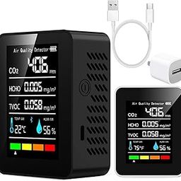 5-in-1 Indoor Air Quality Monitor, Professional Portable Detector & Accurate CO2, TVOC, HCHO, Humidity& Temperature Particle Counter, for Home, School, Hotel, Office (Black)-4