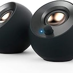 Creative Pebble V2 - Minimalistic 2.0 USB-C Powered Desktop Speakers, 3.5 mm AUX-in, 8W RMs with 16W Peak Power for Computers and Laptops, Type-A Adapter Included and Extended Cable (Black)-24