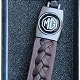 Brown Leather Keychain Compatible With MG Hector | Astor | Gloster | ZS EV | Comet EV | Windsor EV Cars-image-98