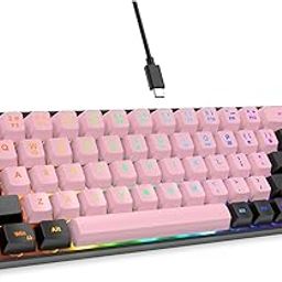 GEODMAER 65% Wired Gaming Keyboard (Pink-Black)-image-11