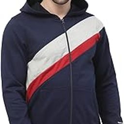 Men Full Sleeves Zipper Fleece Colour Block Hoodie-image-83