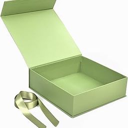 RBS - Rigid Box Sivakasi Green Gift Boxes For Packaging, 2.5M Satin Spring Moss Ribbon (1 Pack) Hamper Boxes (26 X 26 X 8Cm) Gift Cardboard Box Empty Gift Hamper Box Reusable Gift Boxes (Green)-image-48