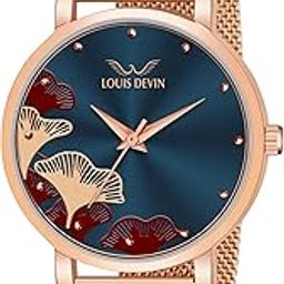 Rose Gold Plated Mesh Chain Analog Wrist Watch for Women (Black/Blue/Rose Gold Dial) | RG162-image-83