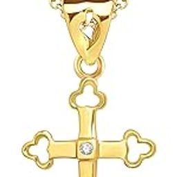 VSHINE Cross American Diamond Pendant Chain Gold Plated for Women, Girls, Boys and men -VSP1138G-image-35