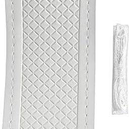 Premium Leather Steering Wheel Cover with Diamond Pattern, White, with Installation String-image-6