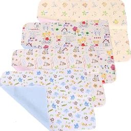 4pcs Pack Monvecle Baby Infant Cotton Waterproof Changing Pads Washable Resuable Diapers Liners Mats Small 18"x12"-image-74