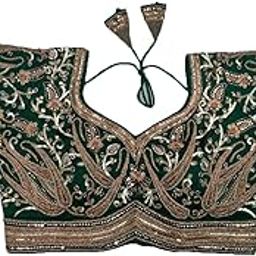 Women's Readymade Bridal Blouse Embroidery Copper Coding Glitter Sequence Thread Work Indian Ethnic Designer Stitched Half Sleeve Blouse Readymade for Women Saree Bridal Lehenga Choli-image-19