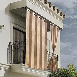 HIPPO Waterproof Outdoor Garden Balcony Curtain Sun & Rain Protection HDPE Door Curtains 260 GSM (2IN1-BAMBOO-MOCHA, 4.50FTX7.50FT, 2PC)-image-10