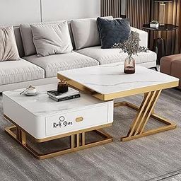 RIZIK STORE™ Iron Frame Handmade Drawer Square 20"x20" Coffee Table/Nesting Table/Side Table/Center Table with Engineered Wood Top for Living Room/Drawing Room/Balcony (Design 4)-25