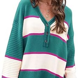 Knit Top for Women Casual V Neck Flirt Feminine Fashion Knit Top (XL) Green-image-19