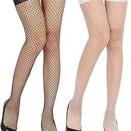 Women & Girls 2 Pair Nylon Sheer Stocking Fishnet Thigh High Stocking - One size fits all -26"-36" Waist-STK85-2Set-picture-40