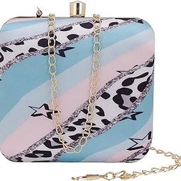Sky Blue Abstract print box clutch for bag II Women's Traditional Designer Clutch For Women & Girls II PRINTED CLUTCHES-17
