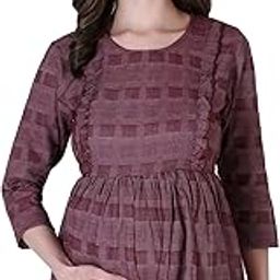 Women's Maternity Feeding Top with Zip for Easy Nursing | Latest Stylish Feeding Tops for Jeans | Maternity Short Kurti for Mothers | Nursing Dress for Women | 100% Cotton.-image-96