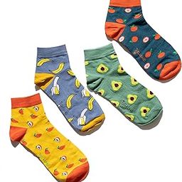 Thela Gaadi Fruit Theme Ankle Socks | Pure Cotton Printed Socks for Women & Men | Free Size (10+ Yrs), Odour Less, Breathable Quirky Socks | Pack of 4 Pairs-picture-40