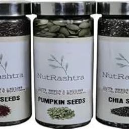 NutRashtra flax pumpkin chia seeds Brown Flax Seeds, Pumpkin Seeds, Chia Seeds (600 g, Pack of 3)-image-67