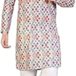 Men's Cotton Blend Regular Fit Casual Regular Printed Long Kurta Suitable for All Indian Wedding, Occasions, and Festivals-image-116