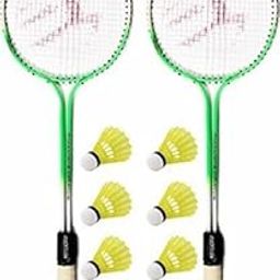 CLOVERBYTE Multicolour Badminton 2 Racquet with 6 Piece Plastic Shuttlecock Badminton Kit-14