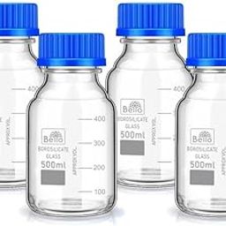 Bello Borosilicate Glass 3.3 Measuring Reagent Bottle 500ml With blue Screw Cap lab, Pack of 4 for laboratory and professional use-image-9
