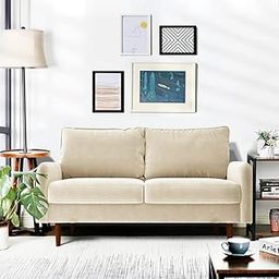 HOMECREST Hessville 56.3'' Upholstered Loveseat 2 Seater Sofa Settee Couch for livingroom Bedroom Office Hotel guestroom (Beige)-image-16