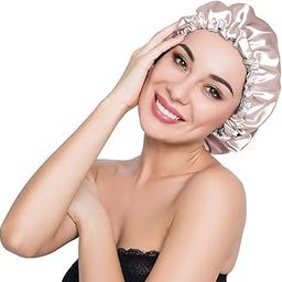 ELIHAIR Stain Bonnet Silk Sleep Cap Adjustable Satin Cap for Night Sleeping Hair Bonnet Reversible Double Layer-49