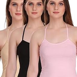 Women's Solid Cotton Blend Short Slip Halter Neck Camisoles Combo Set (Pack of 3)-image-42