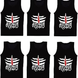Gym Vest for Men & Boys Sports Running Cotton Sleeveless Printed Vest/Baniyan Modern Fit Solid Inner wear in Black Color (Pack of 6)-image-83