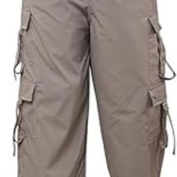 Women Soft parashoot Wide Leg Cargo Pants, Elastic Waist, Multiple Pockets-picture-22