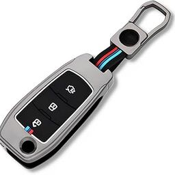 BKN Metal Key Cover Compatible for Ford Figo, Aspire, Endeavour Flip Key 3 Button Flip Key with Keychain (3 Button Smart Key)-image-34