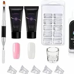 Feelhigh Acrylic Gel Poly Nail Gel Nail Extension Set (White) Nail Art Combo Kit-image-44