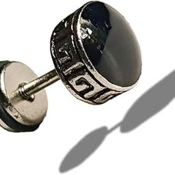 Premium Western Stud Earring for Men and Boys | Silver Tone Black Stud | Latest Traditional Side Designing on Stud, Funky Stylish, Tops | Birthday Gift and Anniversary Gift | Pack of One Stud-picture-0