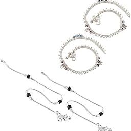 Heer Collection Traditional Jewellery For All Occassions Anklets Payal Pair for Women/Girls Alloy Anklet - Bzr_Combo Payal-113 & 122 (1-Pair Each)-image-99
