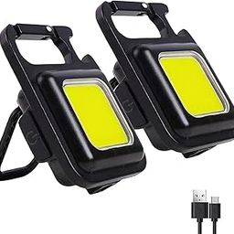 Kraftobotic COB Keychain Light,Rechargeable Led Small Flashlight 500 Lumens Bright 4 Light Modes Pocket Emergency Work Light with Corkscrew & Magnet Base for Indoor Outdoor Use (White Light-Pack 2)-16