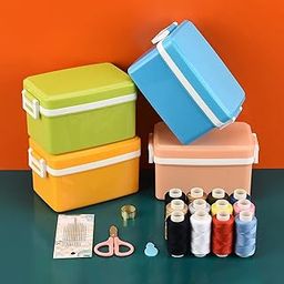 Wolpin 28 PCS Sewing Kit Box | Sewing Stitching Supplies | Accessories 12 Pcs Thread Spools, Scissors, Needles, Portable, Measuring Tape DIY, Adults, Beginners, Emergency, Travel, Home-image-9