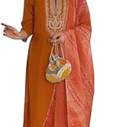 Women's Rayon Embroidered Straight Kurta with Pant and Dupatta Sets (Available in Plus Size) (NX-714)-image-4