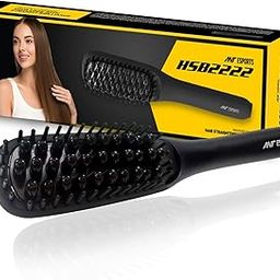 Ant Esports HSB2222 Hair Straightener Brush, Fast Heating Straightening Comb with Anti Scald & On-Off Safe, Portable Travel Flat Iron Brush, Frizz-Free Hair Care Silky Straight Heated - Black-18