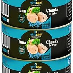 Octoking Tuna Chunks in Brine Salt Water Added 185g (Pack of 3)-image-82