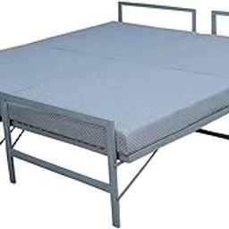 PS PARVESH SMART 4.5 Inch Tripple Layer Soft Memory Foam Mattress Folding Bed with Anti Skid Waterproff Fabric (6 Ft X 6 Ft), Glossy, Grey-17