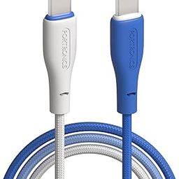 Portronics Hue x 60W Dual Tone Colour Type C Fast Charging Cable for Smartphones, Tablets,iPads, Laptops & Other Type C Devices, 480Mbps Data Sync, Premium Braided Cable (White+Blue)-picture-17
