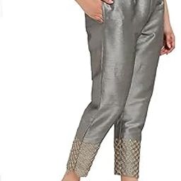 Gold Silk Border Pants for Women and Girls-image-37