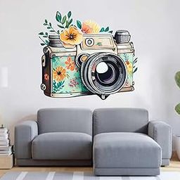 Wall Attraction™ Photography Camera Floral Wall Stickers & Murals Size - 58x50cm MD205_S-image-15
