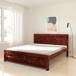 Amazon Brand - Solimo Alpas King Size Solid Sheesham Wood Star Bed Without Storage (Honey Finish)-30