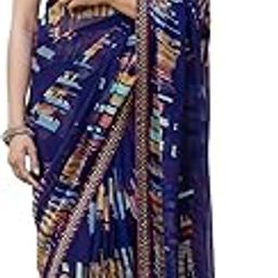 Women's Georgette Printed Saree With Unstitched Blouse Piece-53