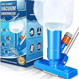 Portable Pool Vacuum for above Ground Pool, Jet Underwater Cleaner with 3 Scrub Brush, Mesh Bag and 5 Section Pole of 47", Attach to Common Garden Hose, Light Blue-image-34