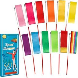 YGEOMER 12pcs Rhythmic Dance Ribbons Gym Ribbons Streamers Dancing Streamers, Rotating Baton, for Artistic Dancing-image-49