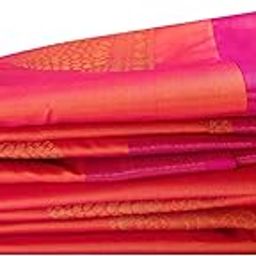 Kanchipuram Pure Silk Saree Original Golden Zari Intricate Jacquard Weaves Traditional Zari Rich Border & Contrast Zari Pallu(Orange)-Silk Mark-picture-16