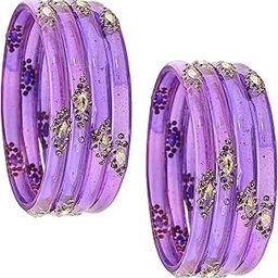 Premium Glass Bangles Kada Set For Women & Girls Adorned With Golden Zircon Stone & Kundan | Trending Girls Bangles Kada | Ethnic Glass Kangan For Girls & Women For Wedding, Occasions - Set Of 8-image-55