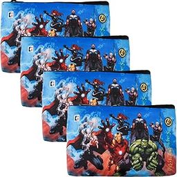 Pack of 4 Pencil Pouch | Square Stationary Pouch | Pen-Pencil Box for Kids | School Geometry Pouch | Pencil Utility Bag | Zipper Pencil Organizer | Marvel Avengers | Black-image-78