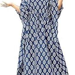 ShrI Ganesh Impex Maxi Kaftan for Women, Pure Cotton Nighty, Loungewear Kaftan | Hand Block Printed Women Nighty | Free Size Block Print-image-74